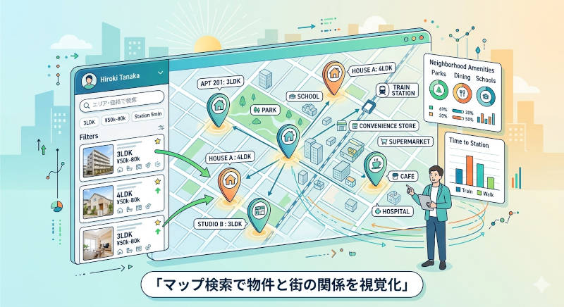 マップ検索で物件と街の関係を視覚化する